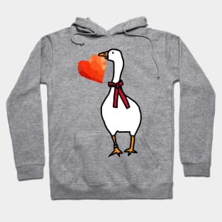 Valentines Day Goose Steals Red Heart for Love Hoodie